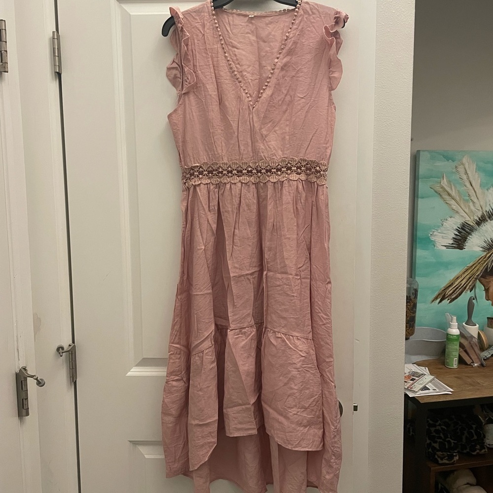 Lightweight linen sundress mauve pink